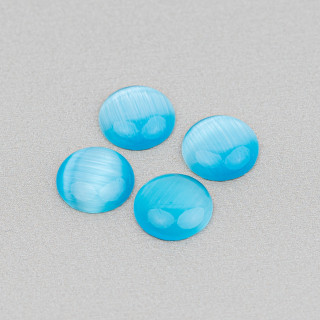 Cat Eye Cabochon rund 10 mm 40 Stück Hellblau