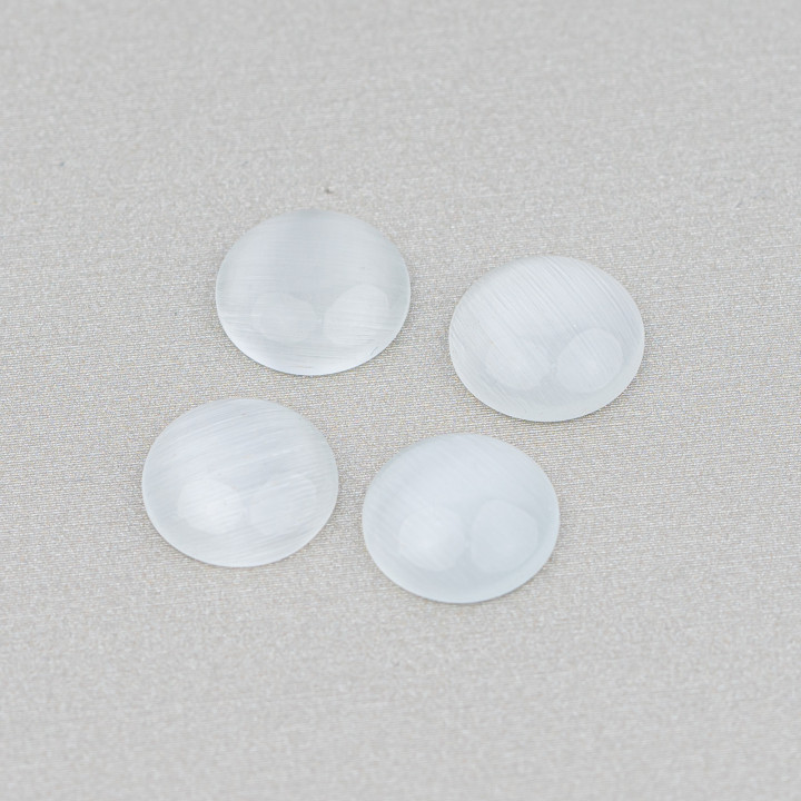 Cat Eye Cabochon rund 10 mm 40 Stück Weiß