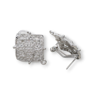 Base Para Pendientes De Zamak Rombo Cerrado 20x23mm 8 Pares Rodio