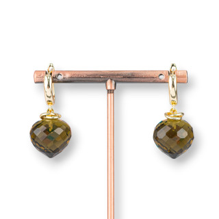 Bronze-Ohrstecker mit Kristalltropfen-Cabochon 17 x 34 mm Rauch '