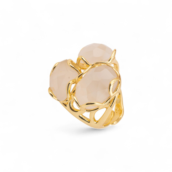 Bronzering mit Katzenauge 25x27mm Größenverstellbar Weißgold