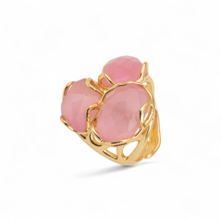 Bronze Ring With Cat's Eye 25x27mm Adjustable Size Rose Gold