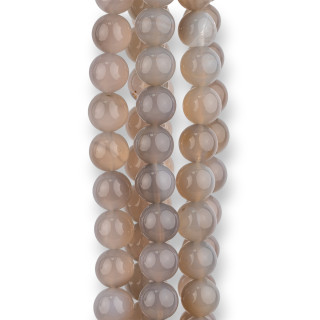 Runder glatter grauer Chalcedon 10 mm dunkel