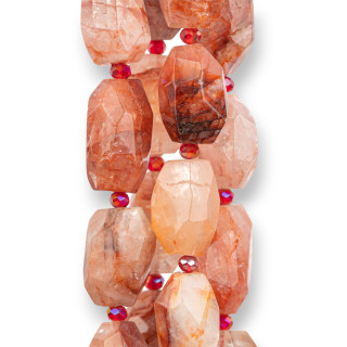 Quartz Hématoïde Rouge Clair Facette Pierre Irrégulière 12-18x20-35mm