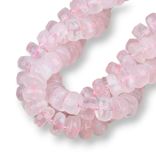 Rose Quartz Rondelle Irregular Faceted 14-16mm