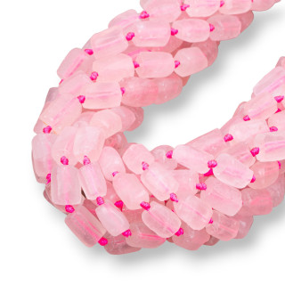 Rosenquarz-Satin-Matt-roher unregelmäßiger Stein-Zylinder 6-8x9-12mm