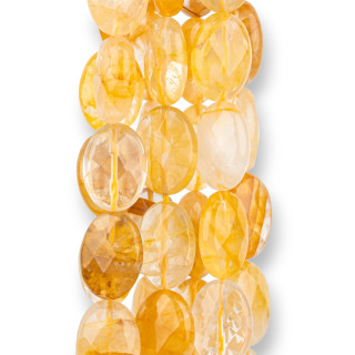 Cuarzo Hematoide Amarillo Oval Facetado Plano 13x18mm