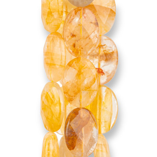 Gelber Hämatoider Quarz, oval, flach, facettiert, 20 x 30 mm