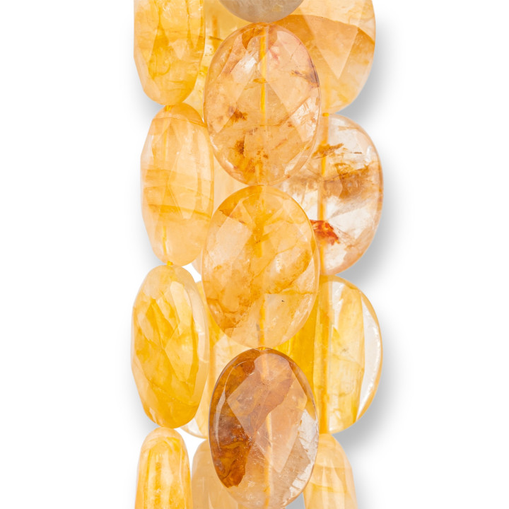 Quartz Hématoïde Jaune Ovale Plat Facette 20x30mm