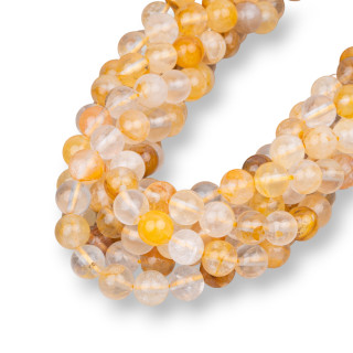 Quartz Hématoïde Jaune Rond Lisse 08mm