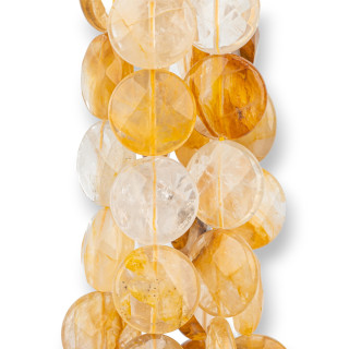 Yellow Hematoid Quartz Round Flat Faceted 15mm