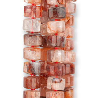 Hématoïde Quartz Cylindre Triangulaire Rouge Clair 15mm