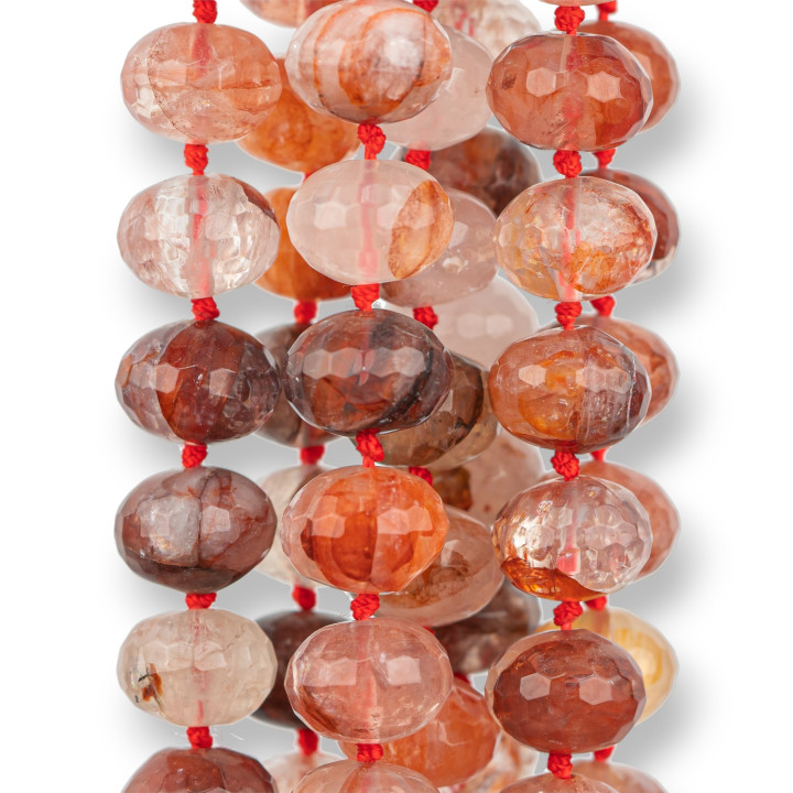 Light Red Hematoid Quartz Faceted Rondelle 14x10mm