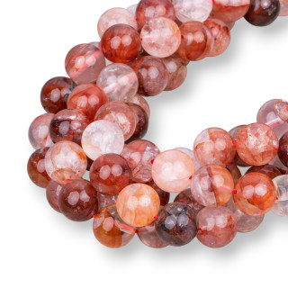 Quartz Hématoïde Rouge Clair Lisse Rond 18mm