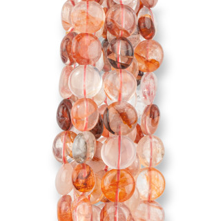 Cuarzo Hematoide Rojo Claro Redondo Liso Plano 10mm