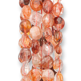 Quarzo Ematoide Rosso Chiaro Tondo Piatto Sfaccettato 10mm