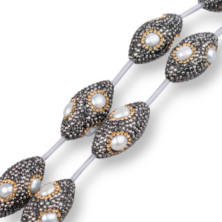 Marcasita Strass Strass Abalorios De Strass Baril Con Perlas De Rio 17x32mm 8pcs