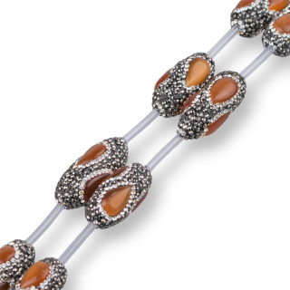 Μαρκασίτης Strass Rhinestone Χάντρες Βαρελιού Γάτας 12x30mm 8τμχ Καφέ