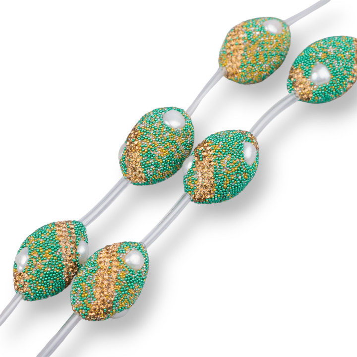 Marcassite Strand Beads Strass Component Barrel With River Pearls 17x26mm 8pcs MOD5