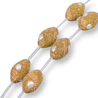 Μαρκασίτης Χάντρες Στράντα Βαρέλι Εξάρτημα με Πέρλες Ποταμού 17x26mm 8τμχ MOD7