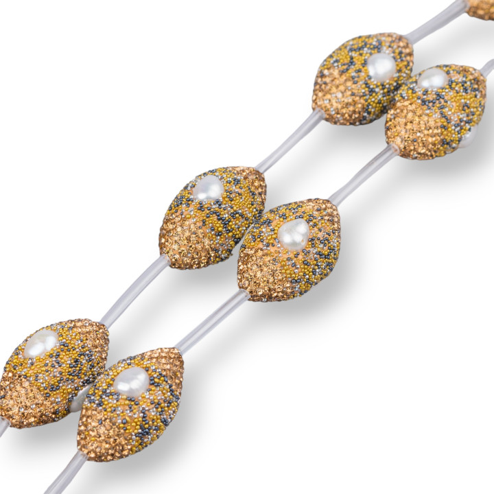 Marcassite Strand Beads Strass Barrel Component With River Pearls 17x26mm 8pcs MOD9