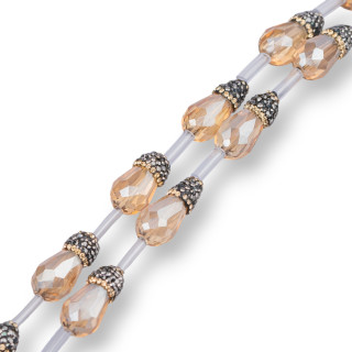 Marcassite Strass Strass Perles Avec Cristaux Facettes Briolette Gouttes 10x20mm 12pcs Champagne