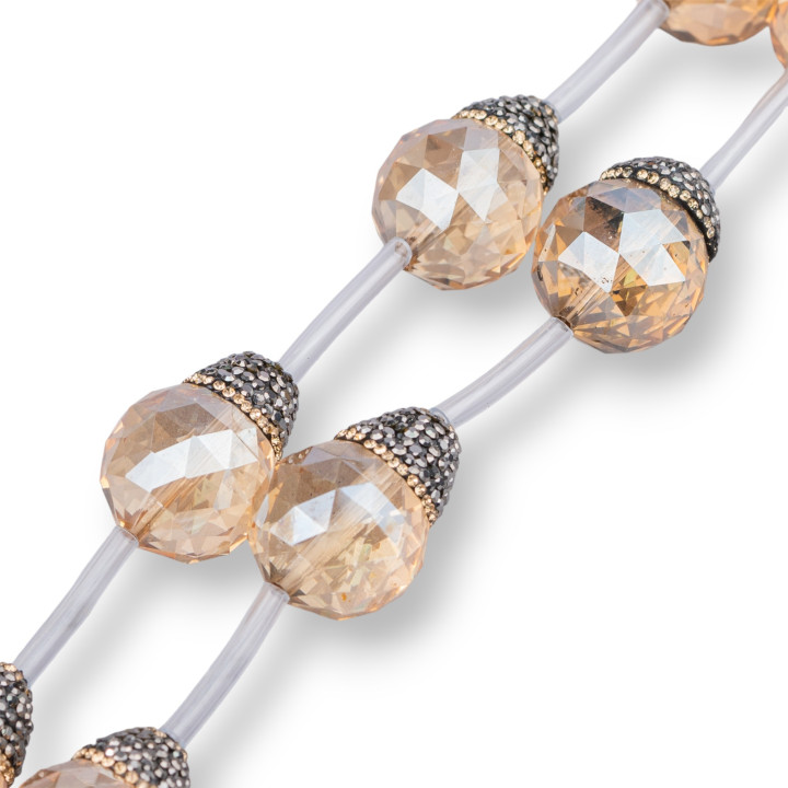 Markasit Strass Strassperlen mit Kristallen Facettierte Briolette Tropfen 19x25mm 8St Gelber Topas