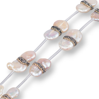 Marcasita Strass Abalorios De Strass Con Perlas De Río Planas Barrocas 15x23mm 8pcs Rosa