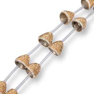 Abalorios Marcasita Strass Copas 15x15mm 10pcs Oro + Blanco