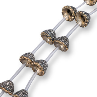 Marcasite Strass Beads Cup Domes 18x12mm 10τμχ Μαύρο + Χρυσό