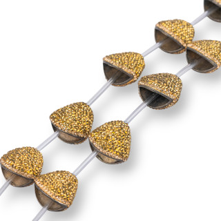 Abalorios De Alambre De Marcasita Copas De Strass Cúpulas 22x21mm 10pz Pirita Oro