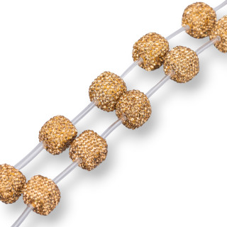 Marcassite Strass Strass Perles Cube 12mm 13pcs Doré