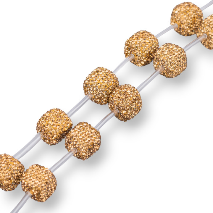 Marcasita Strass Abalorios Strass Cubo 14mm 10pcs Dorado