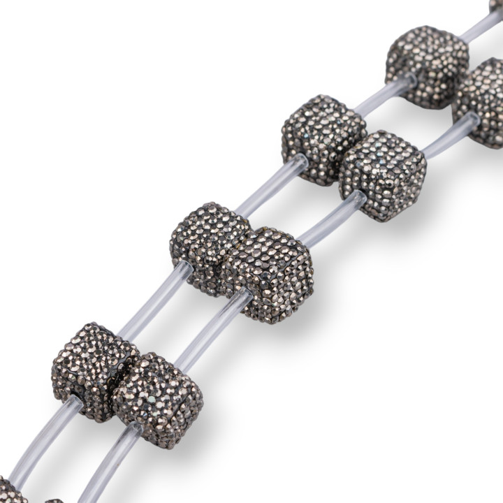 Μαρκασίτης Rhinestone Cube Strand Beads 14mm 10τμχ Μαύρη