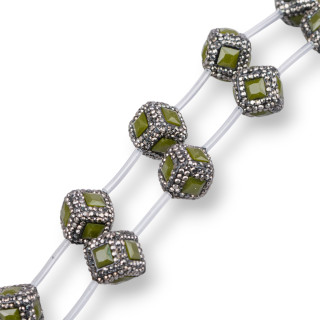 Marcasita Strass Abalorios Strass Cubo Con Piedras 16mm 10pcs Negro Verde Oscuro