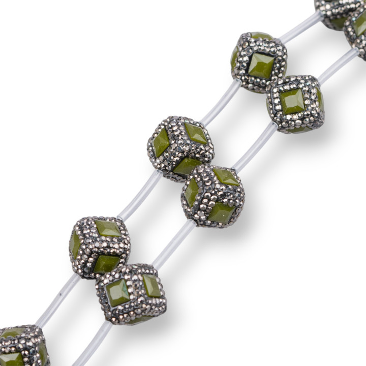 Markasit Strass Strassperlen Würfel mit Steinen 16mm 10St Schwarz Dunkelgrün