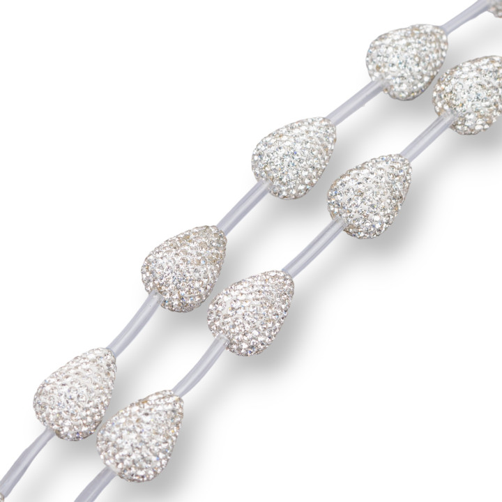 Marcassite Strass Perles Strass Gouttes 13x18mm 11pcs Blanc