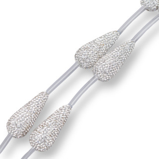 Marcasita Strass Strass Beads Gotas 14x35mm 6pcs Blanco