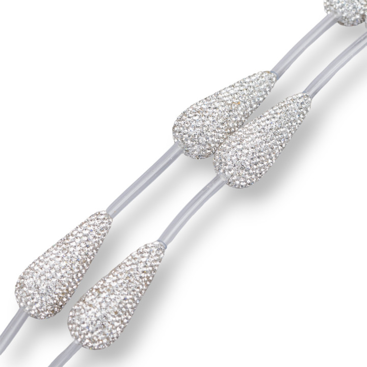 Markasit Strass Strassperlen Tropfen 14x35mm 6St Weiß