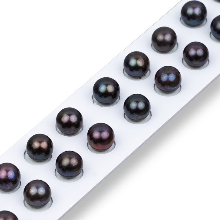 River Pearls 1 Round Hole (AAA) 9,0-9,5mm 12 Pairs Grey Thaiti