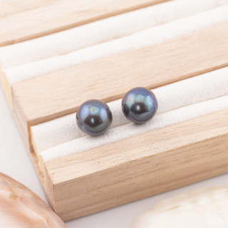 River Pearls 1 Round Hole (AAA) 9,5-10,0mm 10 Pair Grey Thaiti