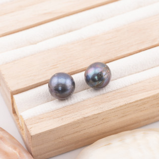 River Pearls 1 Round Hole (AAA) 10.5-11.0mm 10 Pair Gray Thaiti