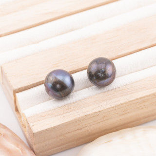 Perle di Fiume 1 Foro Tondo (AAA) 11,5-12,0mm 10 Paio Grigio Thaiti