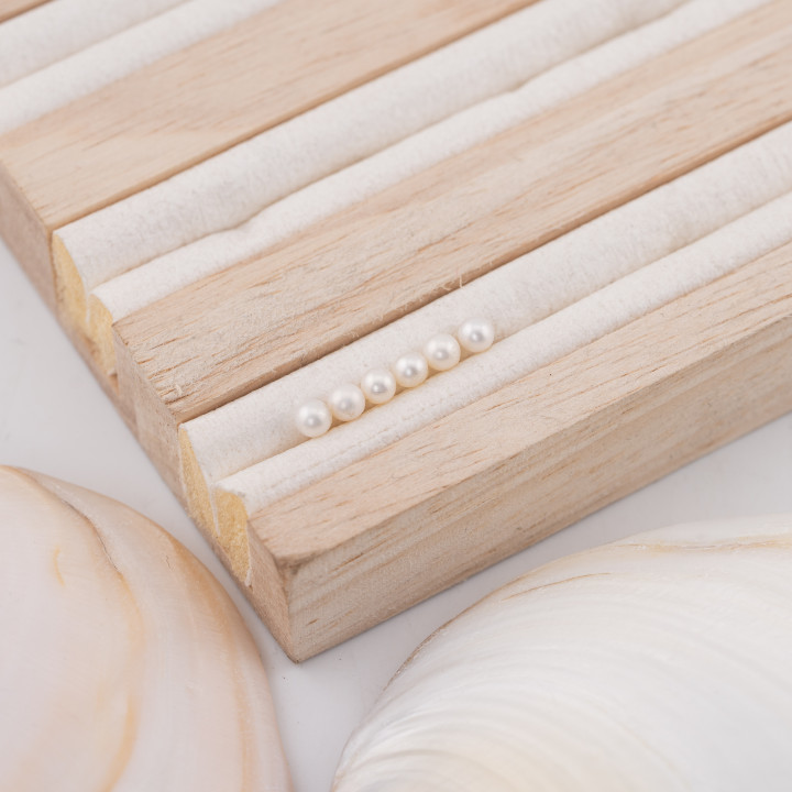 1 Loch Runde Flussperlen (AAAA) 3,5-4,0 mm 12 Paare Weiß