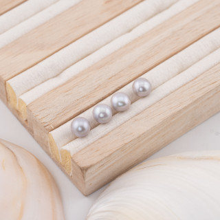 River Pearls 1 Round Hole (AAAA) 7.0-7.5mm 12 Pairs Gray