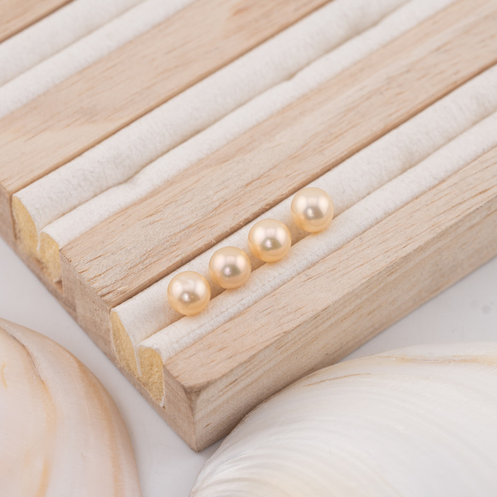 Perle di Fiume 1 Foro Tondo (AAAA)  7,0-7,5mm 12 Paia Rosa