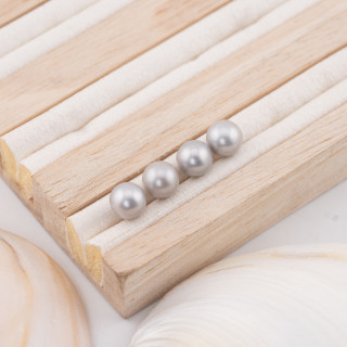 River Pearls 1 Round Hole (AAAA) 8,5-9,0mm 12 Pairs Grey