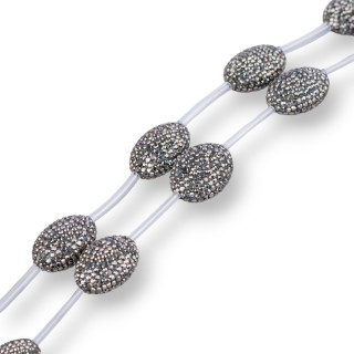 Marcassite Strass Ovale Plat 18x23mm 8pcs Noir