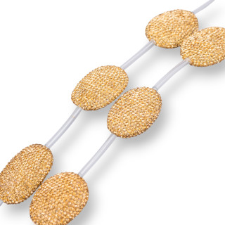 Marcassite Strass Ovale Plat 25x33mm 6pcs Doré