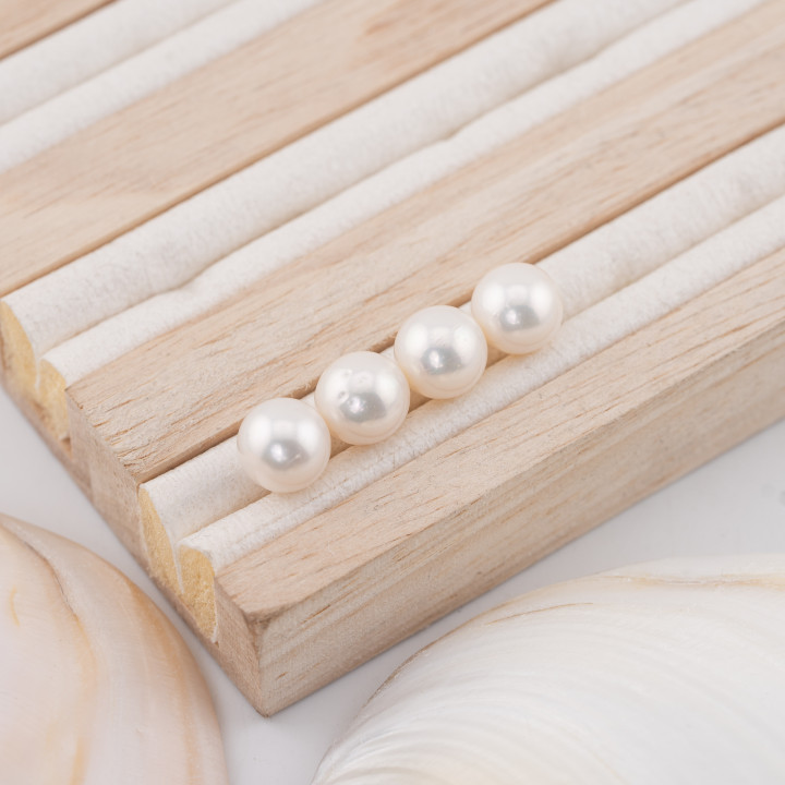 Perles de Rivière Rondes 1 Trou (AAAA) 9,5-10,0mm 10 Paires Blanches